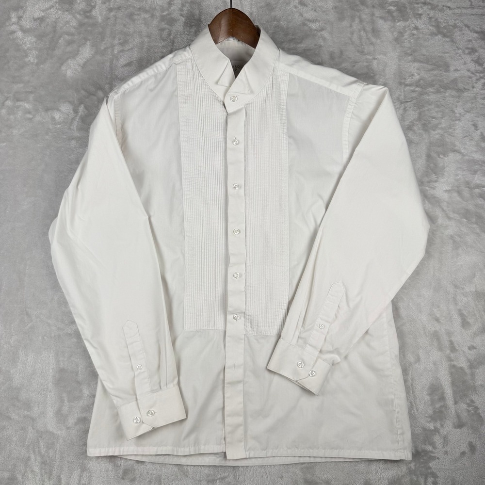 Marquis White Pleated Tuxedo Dress Shirt Men's 16‎ 1/2 34/35 Long Sleeve Formal